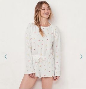 NWT LC Super Soft Thermal Crop Pajama Set